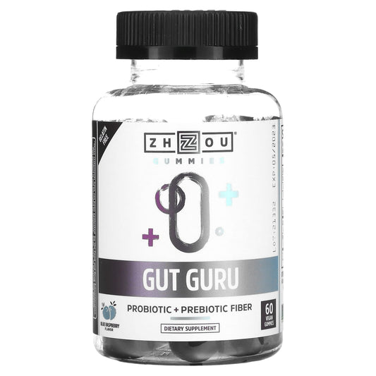 Pre-Order | Arrives in 5–10 Days – Zhou Nutrition
Gut Guru, Blue Raspberry, 60 Vegan Gummies