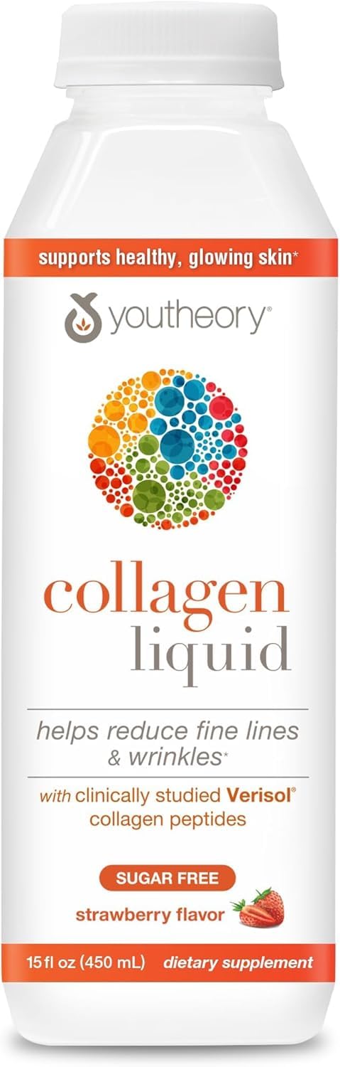 Pre-Order | Arrives in 5–10 Days – Youtheory Collagen Liquid - 2,5000 mg Hydrolyzed Collagen - Supports Hair, Skin & Nails* - 18 Amino Acids - Sugar-Free & Dairy-Free - Natural Strawberry Flavor - 15 fl oz