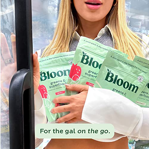 Pre-Order | Arrives in 5–10 Days – Bloom Nutrition Super Greens Powder Smoothie Mix, 15 Stick Packs - Probiotics for Digestive Health & Bloating Relief for Women, Digestive Enzymes with Organic Superfoods for Gut Health (Berry)