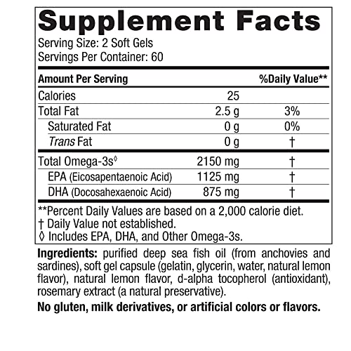 Pre-Order | Arrives in 5–10 Days – Nordic Naturals Ultimate Omega 2X, Lemon Flavor - 120 Soft Gels - 2150 mg Omega-3 - High-Potency Omega-3 Fish Oil with EPA & DHA - Promotes Brain & Heart Health - Non-GMO - 60 Servings
