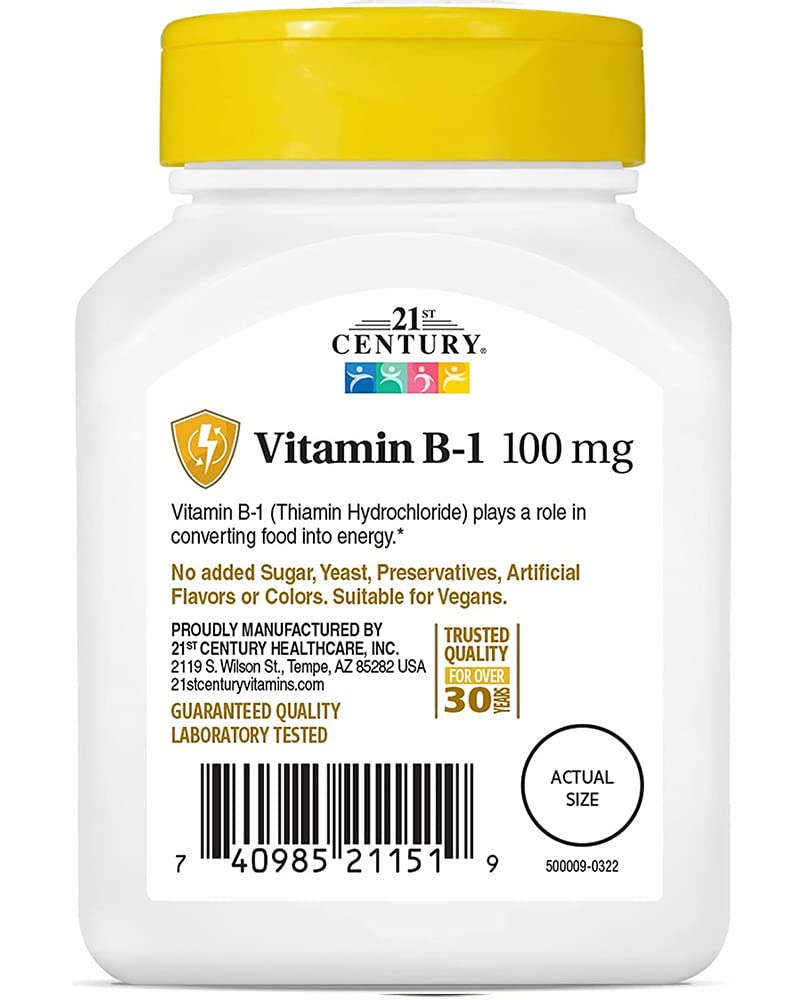Pre-Order | Arrives in 5–10 Days – 21ST Century VITAMIN B-1 100mg 110 TABS