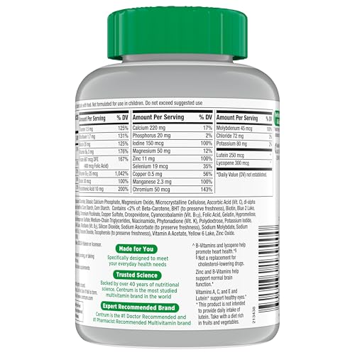 Pre-Order | Arrives in 5–10 Days – Centrum Silver Multivitamin for Adults 50 Plus, Multivitamin/Multimineral Supplement, Vitamin D3, B Vitamins, Gluten Free, Non-GMO Ingredients, Supports Memory and Cognition in Older Adults - 220 Ct