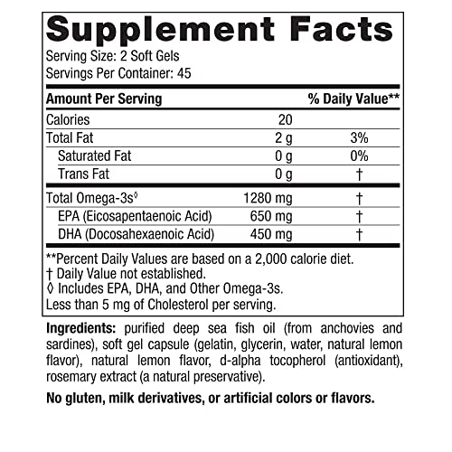 Pre-Order | Arrives in 5–10 Days – Nordic Naturals Ultimate Omega, Lemon Flavor - 90 Soft Gels - 1280 mg Omega-3 - High-Potency Omega-3 Fish Oil Supplement with EPA & DHA - Promotes Brain & Heart Health - Non-GMO - 45 Servings
