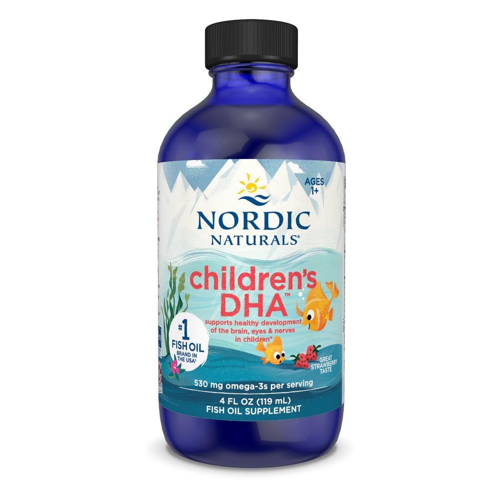 Pre-Order | Arrives in 5–10 Days – Nordic Naturals Children’s DHA, Strawberry - 4 oz for Kids- 530 mg Omega-3 with EPA & DHA - Brain Development & Function - Non-GMO - 48 Servings