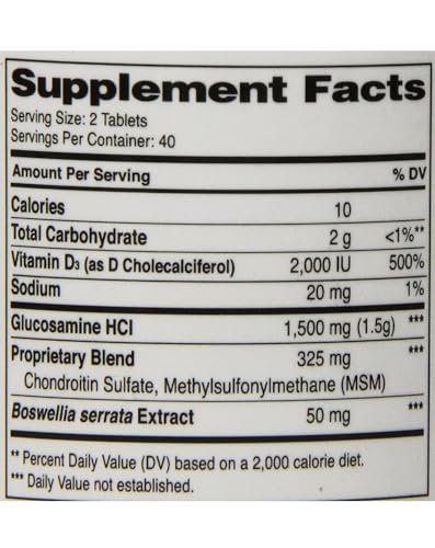 Pre-Order | Arrives in 5–10 Days – 21st Century Glucosamine Chondroitin Complex Plus MSM Advanced Triple Strength Plus D Tablets, 80 Count (27707)
