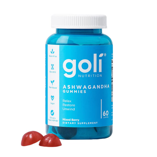 Pre-Order | Arrives in 5–10 Days – Goli Ashwagandha & Vitamin D Gummy - 60 Count - Mixed Berry, KSM-66, Vegan, Plant Based, Non-GMO, Gluten-Free & Gelatin Free Relax. Restore. Unwind, Pack of 1