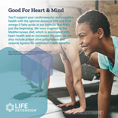 Pre-Order | Arrives in 5–10 Days – Life Extension Super Omega-3 EPA/DHA Fish Oil, Sesame Lignans & Olive Extract - Omega 3 Supplement - For Heart Health and Brain Support - Gluten Free, Non-GMO - 240 Easy-to-swallow Softgels