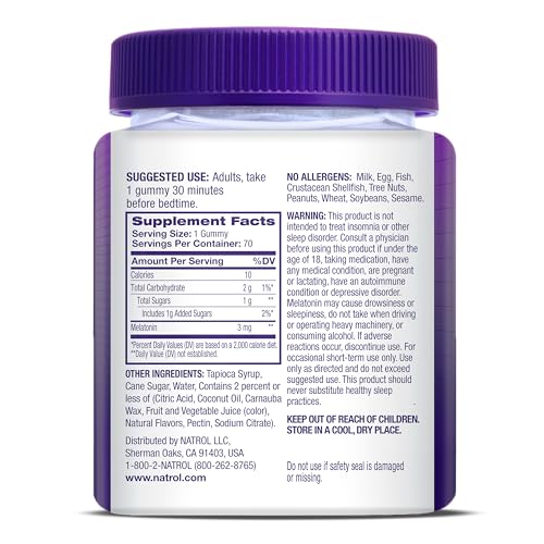 Pre-Order | Arrives in 5–10 Days – Natrol Melatonin Gummies, Sleep Support for Adults, 3 mg Melatonin Supplement for Sleeping, 70 Strawberry-Flavored Gummies, Up to a 70 Day Supply
