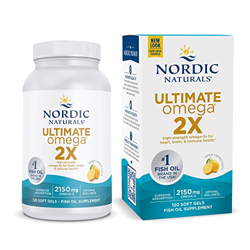 Pre-Order | Arrives in 5–10 Days – Nordic Naturals Ultimate Omega 2X, Lemon Flavor - 120 Soft Gels - 2150 mg Omega-3 - High-Potency Omega-3 Fish Oil with EPA & DHA - Promotes Brain & Heart Health - Non-GMO - 60 Servings