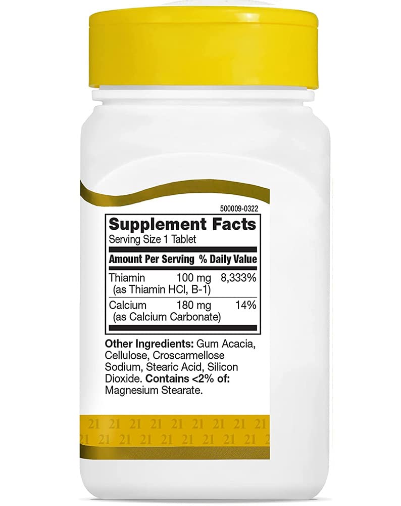 Pre-Order | Arrives in 5–10 Days – 21ST Century VITAMIN B-1 100mg 110 TABS
