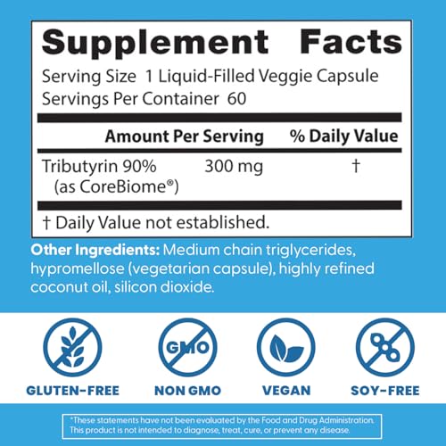 Pre-Order | Arrives in 5–10 Days – Doctor's BEST High Absorption Postbiotic Butyrate Featuring Corebiome, Gut & Immune Health, Non-GMO, Gluten Free, Soy Free, Vegan, 30 Liquid Veggie Caps