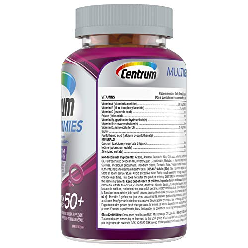 Pre-Order | Arrives in 5–10 Days – 
Centrum Women 50 Plus MultiGummies, Multivitamins/Minerals Gummies for Women 50+, Cherry, Berry, and Orange Flavours, 120 Gummies (Packaging May Vary)