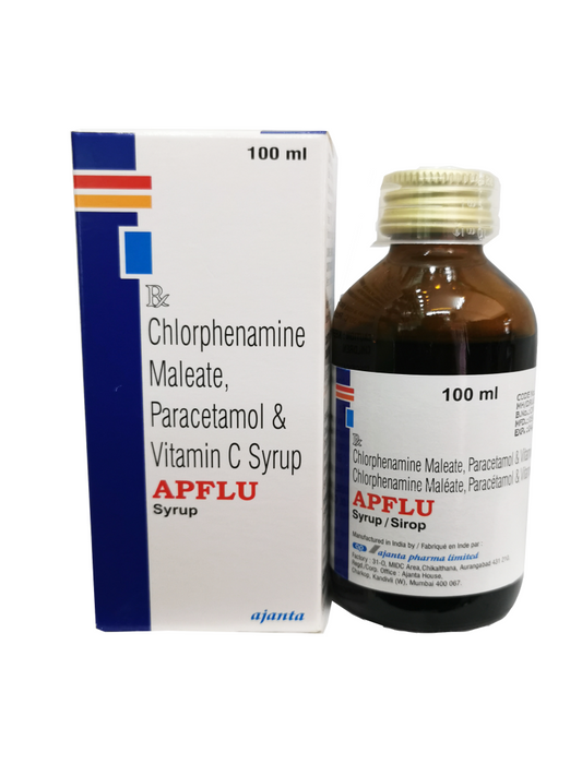 CHLORPHENAMINE MALÉATE, PARACÉTAMOL & VITAMINE C SYRUP 100ML(AJANTA)