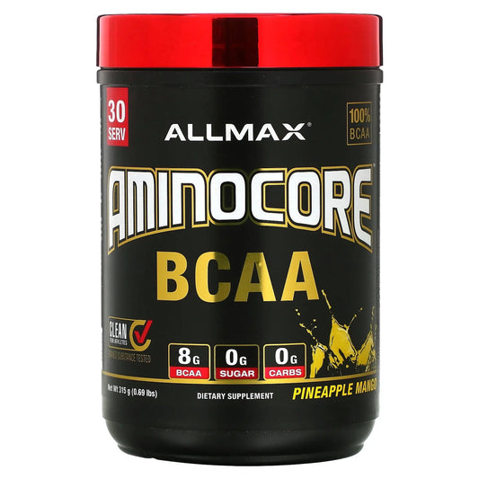 Pre-Order | Arrives in 5–10 Days – ALLMAX
AMINOCORE™ BCAA, Pineapple Mango, 0.69 lb (315 g)