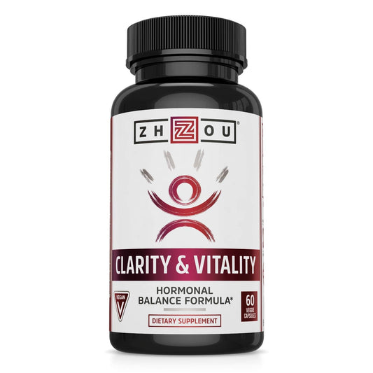 Pre-Order | Arrives in 5–10 Days – Zhou Clarity and Vitality (formerly DHEA) 50 mg, Hormonal Balance Formula for Women & Men, Healthy Aging, Non-GMO, Vegan, Gluten Free, 60 Capsules