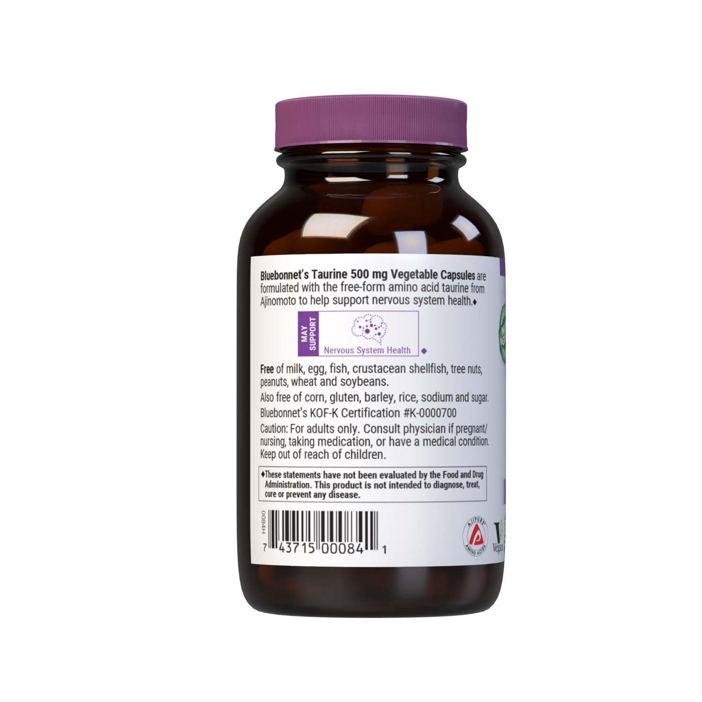 Pre-Order | Arrives in 5–10 Days – Bluebonnet Taurine 500 mg Vitamin Capsules, 50 Count