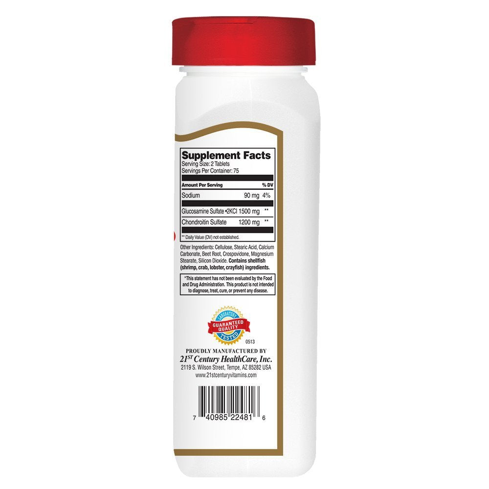 Pre-Order | Arrives in 5–10 Days – 21st Century Glucosamine Chondroitin 750/600mg - Triple Strength, Tablets, 150 Count