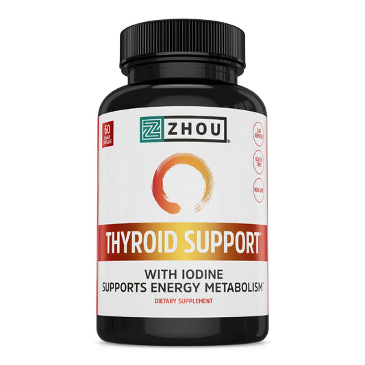 Pre-Order | Arrives in 5–10 Days – Zhou Thyroid Support - Thyroid Supplement for Women & Men with Zinc, Iodine, & Selenium, Metabolic Health Thyroid Complex with Ashwagandha, Kelp - 60 Veggie Capsules (Pack of 1)