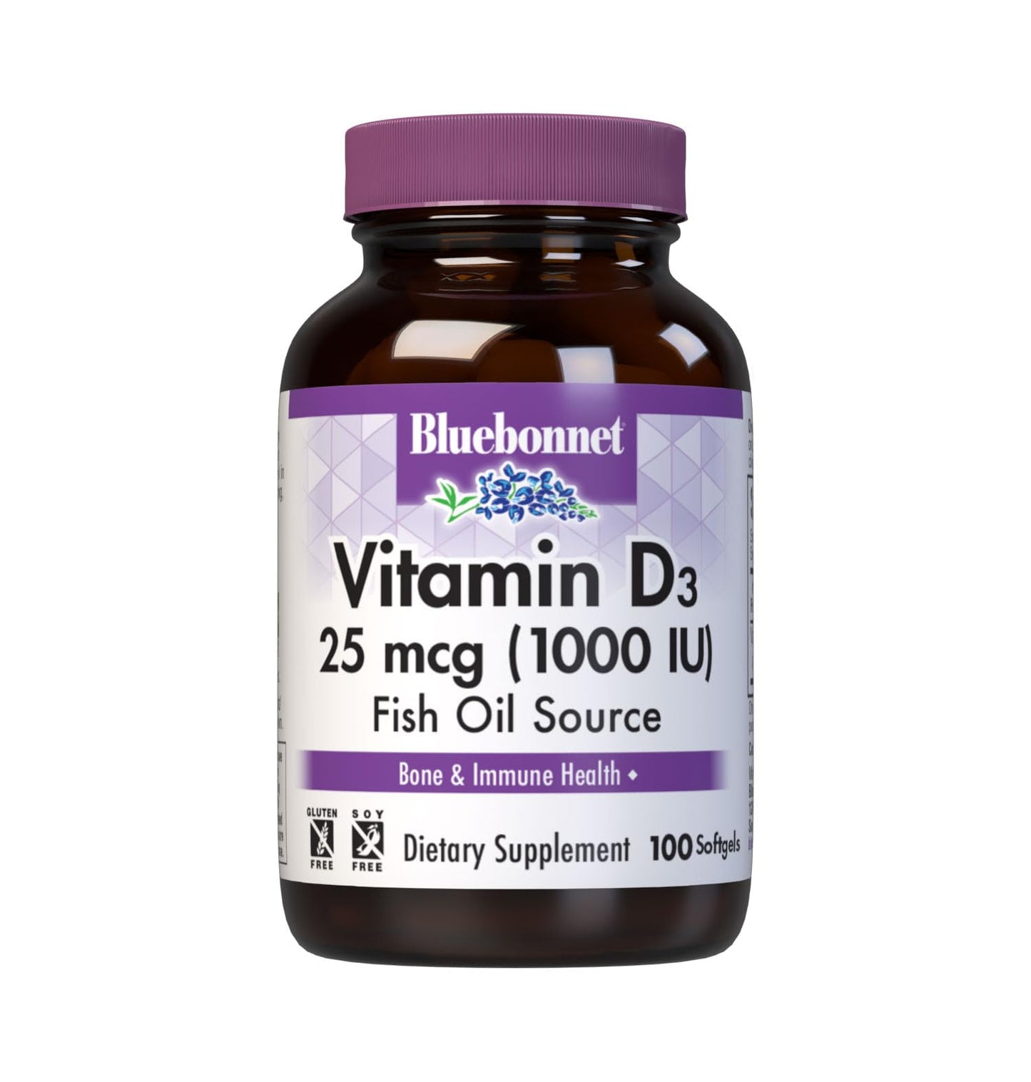 Pre-Order | Arrives in 5–10 Days – Bluebonnet Nutrition Vitamin D3 1000 IU Softgels, Aids in Muscle and Skeletal Growth, Cholecalciferol from Fish Oil, Non GMO, Gluten Free, Soy Free, Dairy Free, 100 Softgels