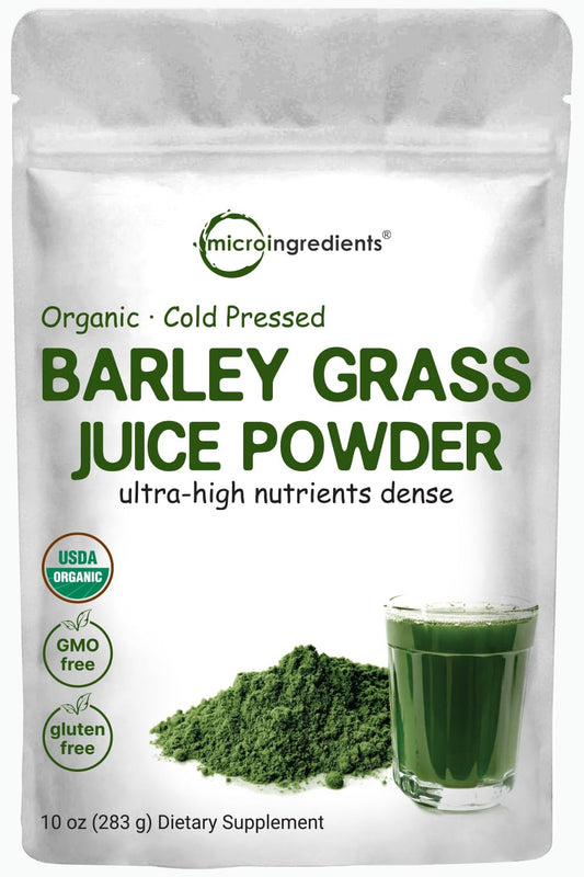 Pre-Order | Arrives in 5–10 Days – Micro Ingredients Organic Barley Grass Juice Powder, 10 Ounce, Cold Pressed, US Grown, Rich in Immune Vitamin, Fibers, Minerals, Antioxidants and Protein, Support Immune System and Digestion, Vegan