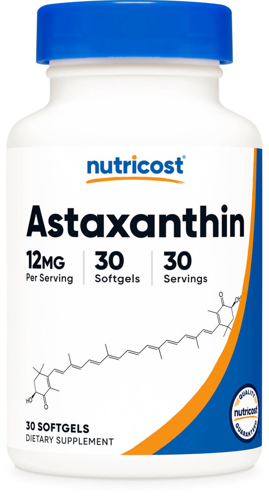 Pre-Order | Arrives in 5–10 Days – Nutricost Astaxanthin 12mg, 30 Softgels - Non-GMO and Gluten Free