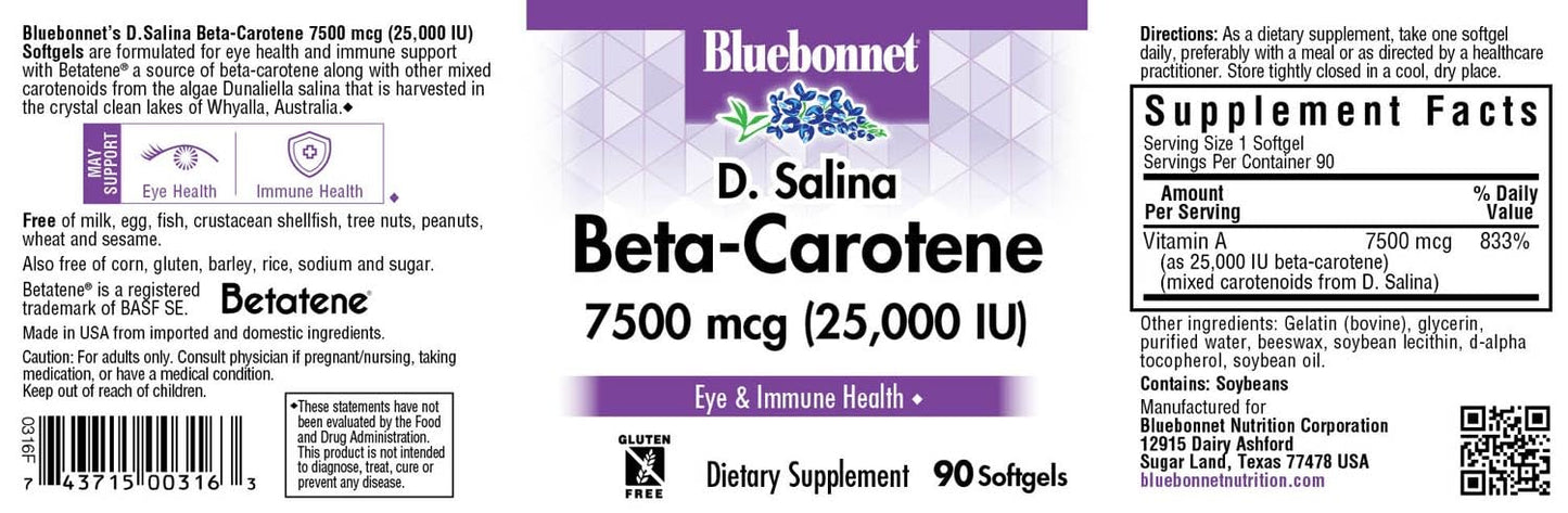 Pre-Order | Arrives in 5–10 Days – BlueBonnet Mixed Beta-Carotene 25000 IU Soft Gels, Redish Brown, 90 Count