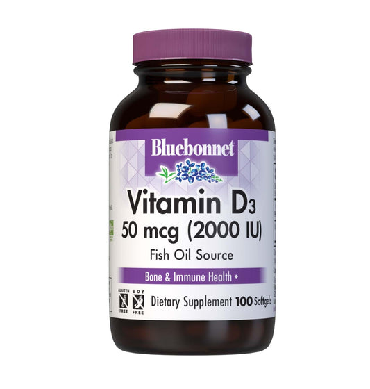 Pre-Order | Arrives in 5–10 Days – Bluebonnet Vitamin D3 2000 IU Vegetable Capsules, 100 Count (Pack of 1)