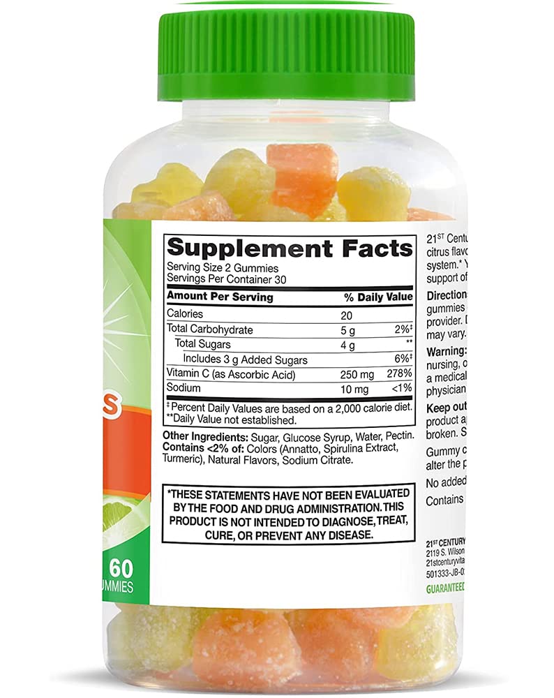 Pre-Order | Arrives in 5–10 Days – 21st Century VitaJoy Daily C 250 mg Gummies, Citrus, 60 Count