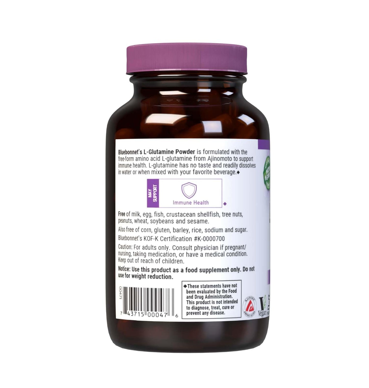 Pre-Order | Arrives in 5–10 Days – Bluebonnet Nutrition L-Glutamine Powder 5000mg, Supports Immune Function*, Nitrogen Transporter*, Soy-Free, Gluten-Free, Non-GMO, Kosher Certified, Vegan, 4 oz Bottle, 23 Servings