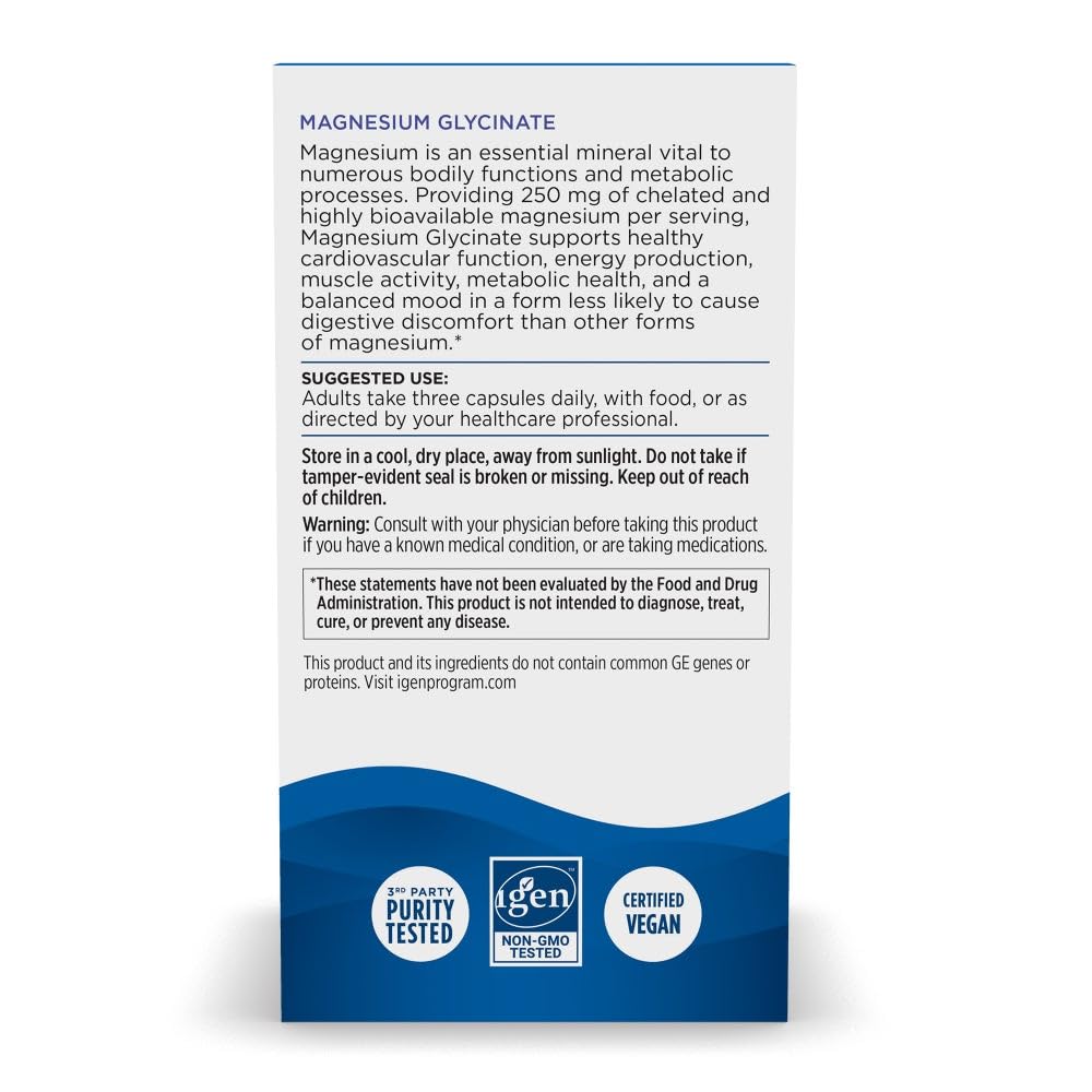 Pre-Order | Arrives in 5–10 Days – Nordic Naturals Vegetarian Magnesium Glycinate Capsules, Unflavored, 90 Count - 250mg Magnesium per Serving - Highly Bioavailable Support for Muscle & Cardiovascular Function - Non-GMO - 30 Servings