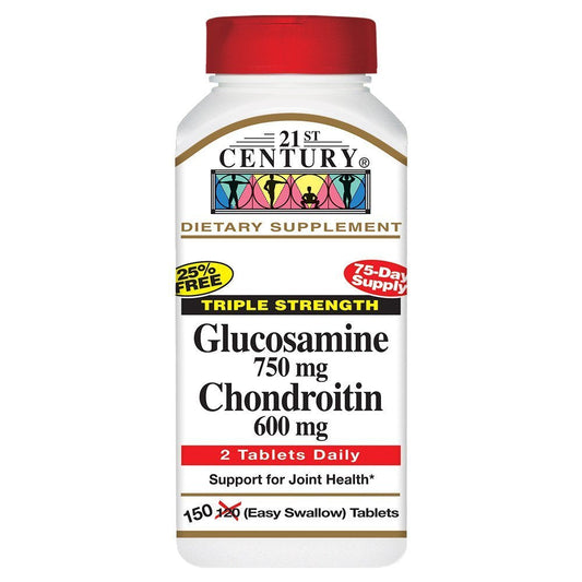 Pre-Order | Arrives in 5–10 Days – 21st Century Glucosamine Chondroitin 750/600mg - Triple Strength, Tablets, 150 Count