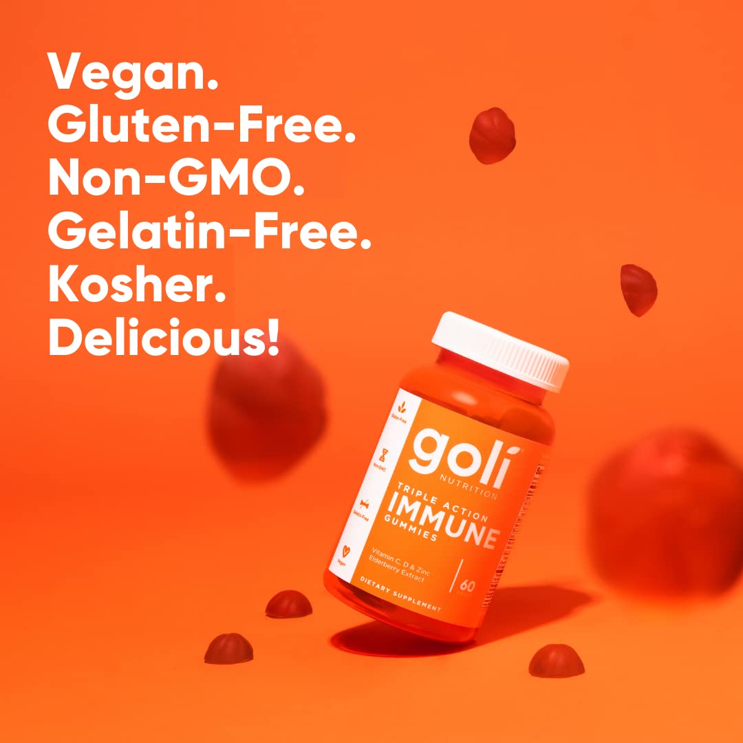 Pre-Order | Arrives in 5–10 Days – Goli Immune Vitamin Gummy - 60 Count - Elderberry, Vitamin C, D & Zinc, Vegan, Non-GMO, Gluten-Free & Gelatin-Free, Pack of 1