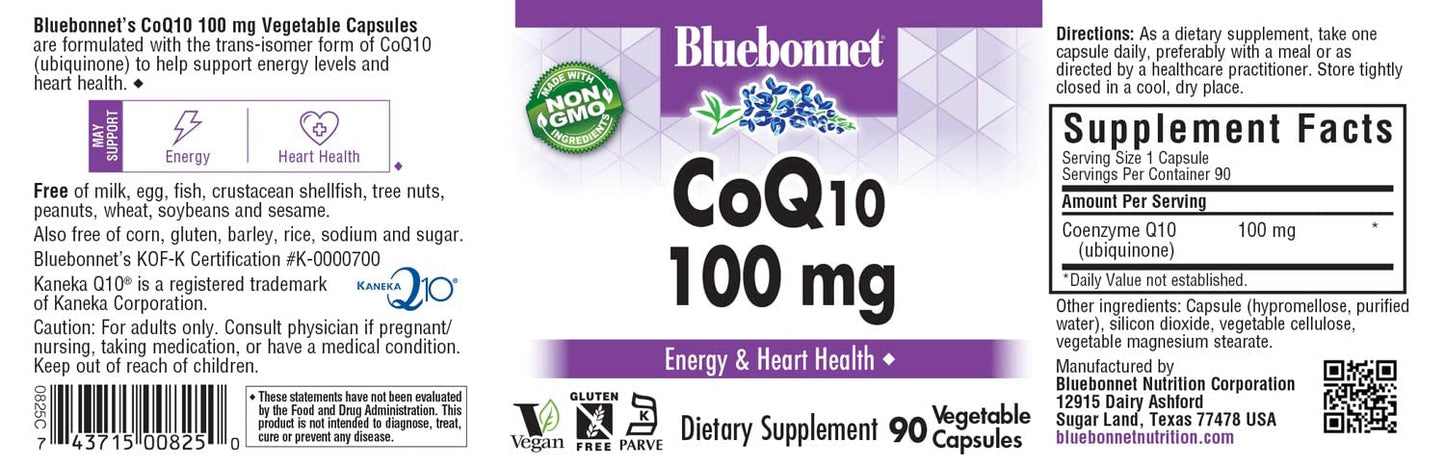 Pre-Order | Arrives in 5–10 Days – BlueBonnet CoQ-10 Vegetarian Capsules, 100 mg, 90 Count