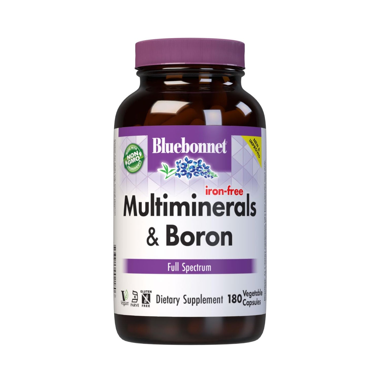 Pre-Order | Arrives in 5–10 Days – Bluebonnet Multi Minerals Supplement Plus Boron Chelated Magnesium Potassium Copper Selenium Manganese Chromium & Zinc Complex for Women & Men - No Iron, Non-GMO, Gluten-Free - 180 Vegetable Capsules