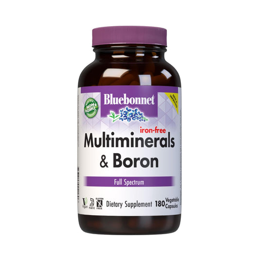 Pre-Order | Arrives in 5–10 Days – Bluebonnet Multi Minerals Supplement Plus Boron Chelated Magnesium Potassium Copper Selenium Manganese Chromium & Zinc Complex for Women & Men - No Iron, Non-GMO, Gluten-Free - 180 Vegetable Capsules