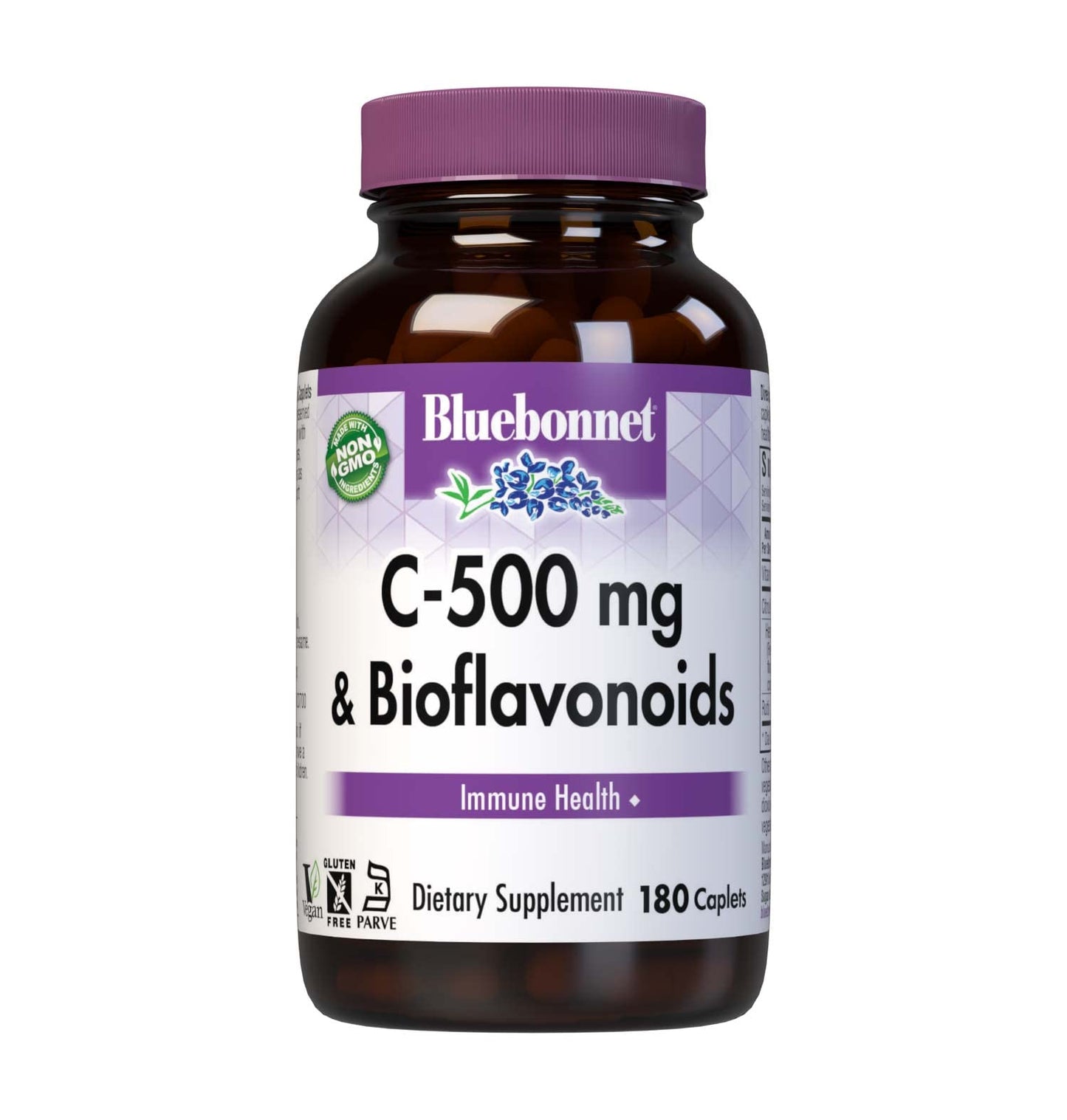 Pre-Order | Arrives in 5–10 Days – Bluebonnet Nutrition C-500 mg Plus Bioflavonoids Caplets, Vitamin C 500 mg, Citrus Bioflavonoids 250 mg, for Immune Health, Soy Free, Gluten Free, Non-GMO, Kosher, Dairy Free, Vegan, 180 Caplets