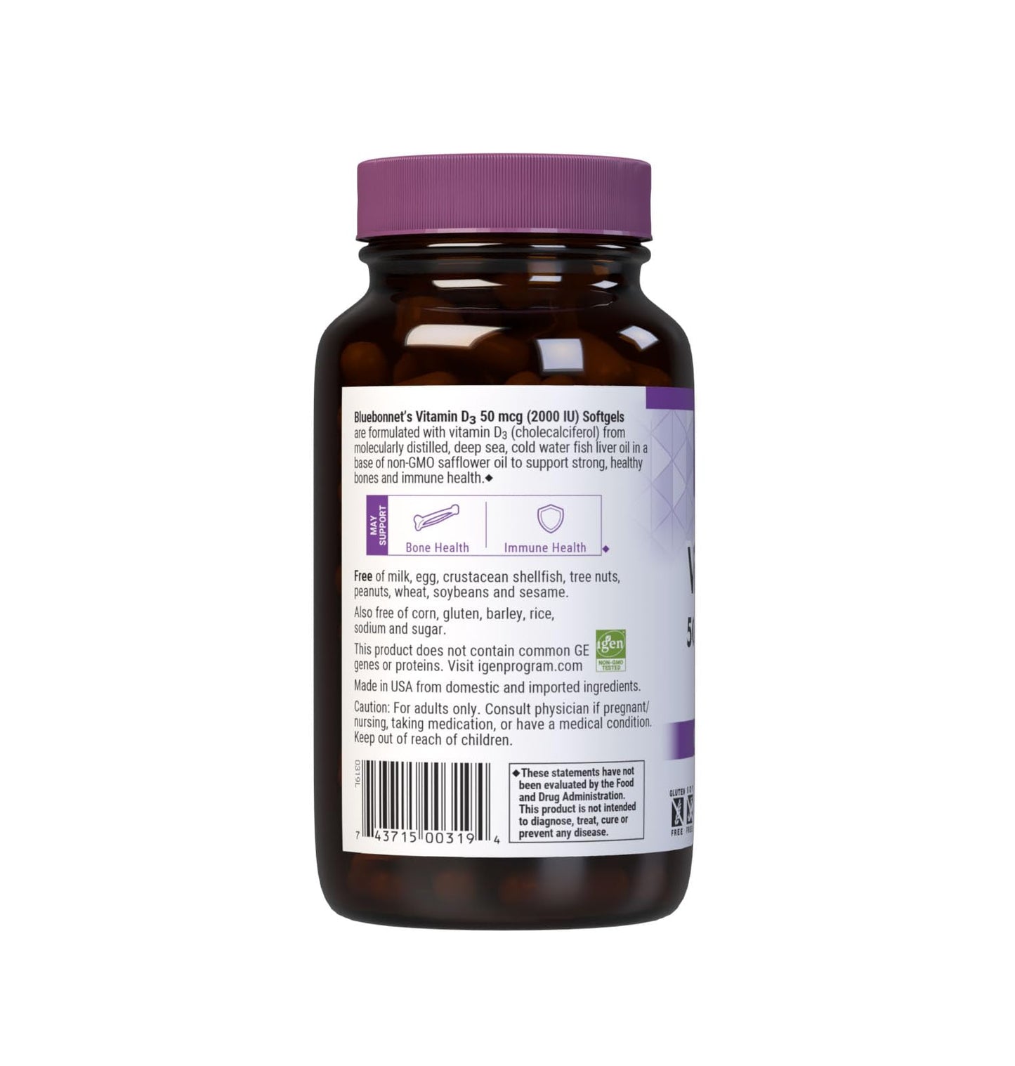 Pre-Order | Arrives in 5–10 Days – Bluebonnet Nutrition Vitamin D3 2000 IU50 mcg High Potency Immune Support, High Absorption Cold-Water Fish Liver Oil & Plant-Based Non-GMO Safflower Oil, Support Strong Bone, Gluten-Free, 250 Softgels
