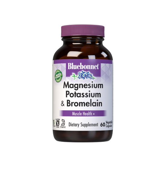 Pre-Order | Arrives in 5–10 Days – BlueBonnet Magnesium Potassium Plus Bromelain Vegetarian Capsules, 60 Count