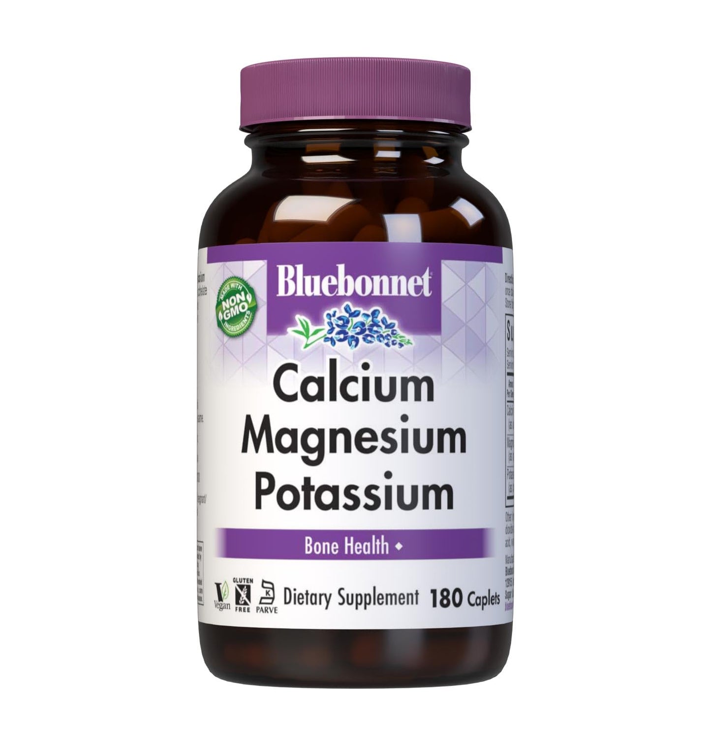 Pre-Order | Arrives in 5–10 Days – Bluebonnet Calcium Magnesium Potassium Supplement for Women & Men - Supports Healthy Bones - Calcium 1000mg Mineral Supplement Chelate Form - Non-GMO, Vegan, Gluten-Free - 180 Caplets
