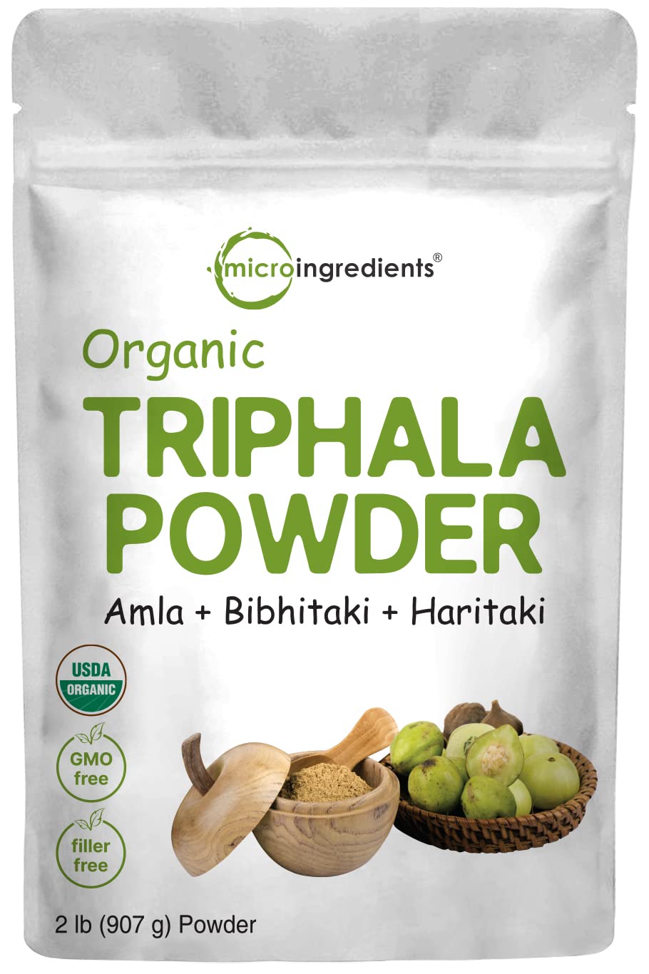 Pre-Order | Arrives in 5–10 Days – Micro Ingredients Organic Triphala Powder, 2 Pounds (Amla + Haritaki + Bibhitaki) | India Origin, Herbal Adaptogen Supplement, Supports Colon & Immune Health | Vegan, No GMOS