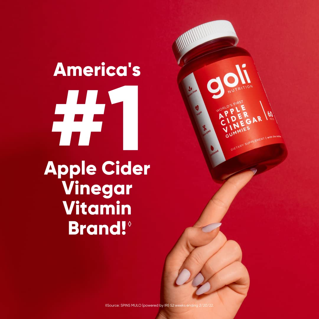 Pre-Order | Arrives in 5–10 Days – Goli Apple Cider Vinegar Gummy Vitamins - 60 Count - Vitamin B12, Gelatin-Free, Gluten-Free, Vegan & Non-GMO