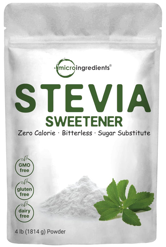Pre-Order | Arrives in 5–10 Days – Stevia Sweetener Powder with Plant-based Erythritol, 4 Pounds (64 Ounces) | Keto, 0 Calorie, Low Carb, 4:1 Sugar Substitute, Natural Sweetener, Bitterless, Reb-A Stevia Leaf Extract, Non-GMO, Vegan