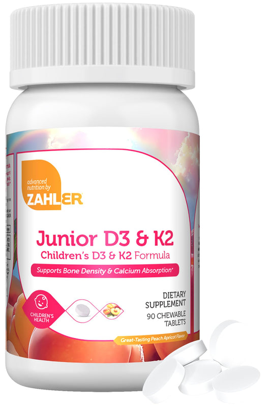 Pre-Order | Arrives in 5–10 Days – Zahler - Junior Vitamin D3 + K2 Chewable Tablets for Kids| Vitamin D for Kids 2000 IU | Delicious Vitamin D K2 Chews to Support Healthy Bones & Teeth - Kosher, Less Sugar Than Gummies (90 Count)