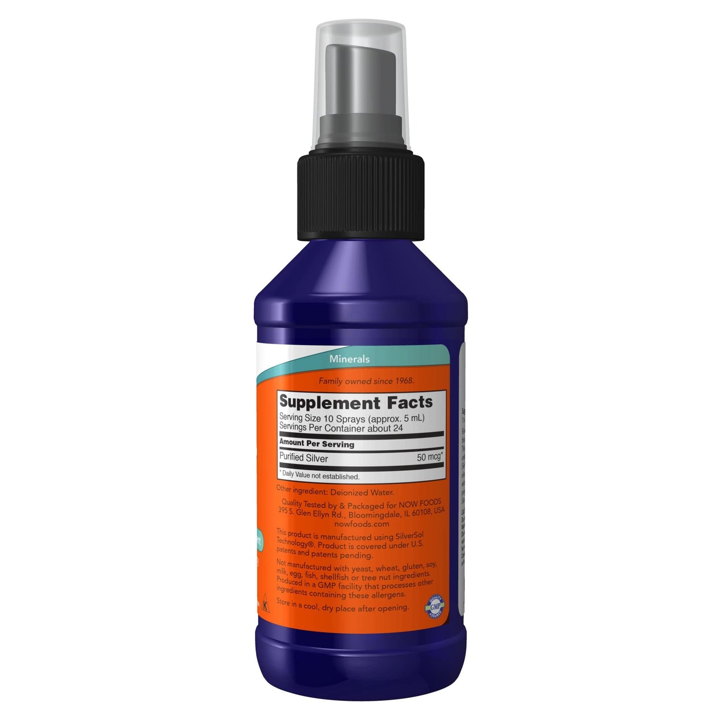 Pre-Order | Arrives in 5–10 Days – NOW Foods Supplements, Silver Sol 10 PPM with Elemental Silver and Deionized Water, Liquid, 4-Ounce