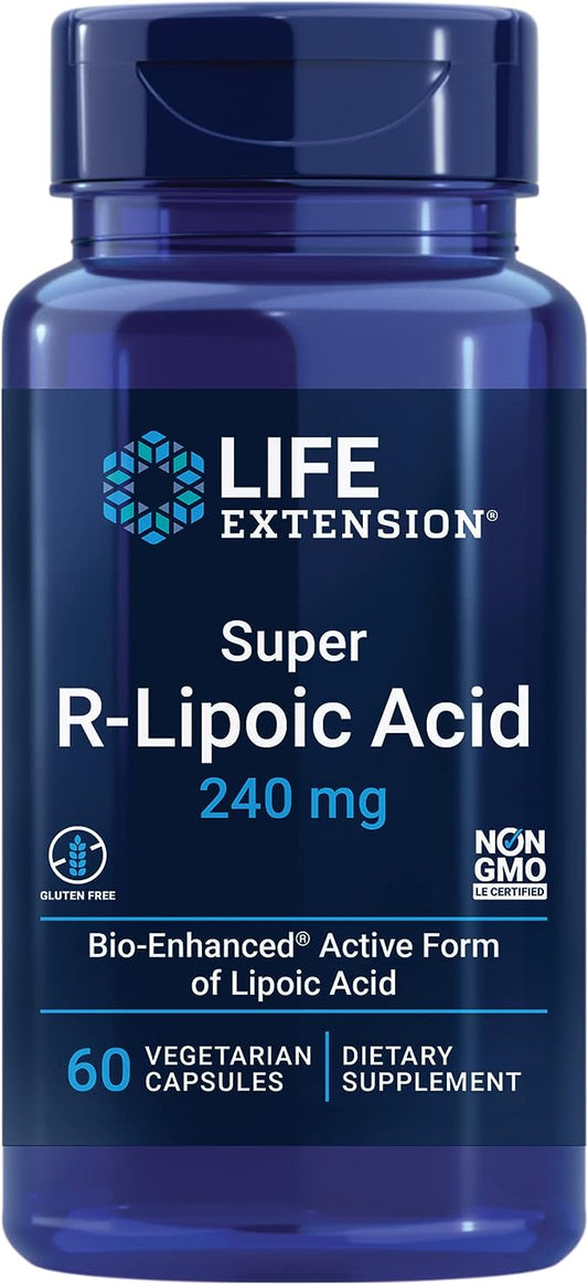 Pre-Order | Arrives in 5–10 Days – Life Extension Super R-Lipoic Acid 240 mg - Supports Cellular Energy - Supplement for Anti-Aging and Liver Health - Non-GMO, Gluten-Free - 60 Vegetarian Capsules