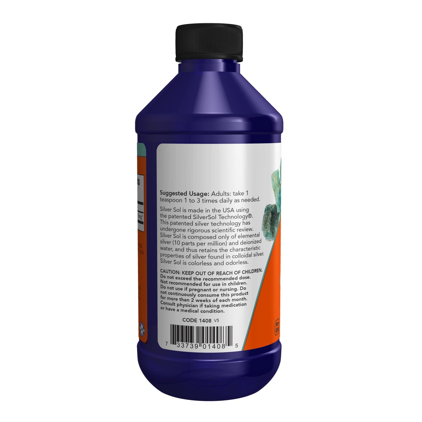 Pre-Order | Arrives in 5–10 Days – NOW Foods Supplements, Silver Sol 10 PPM with Elemental Silver and Deionized Water, Liquid, 8-Ounce