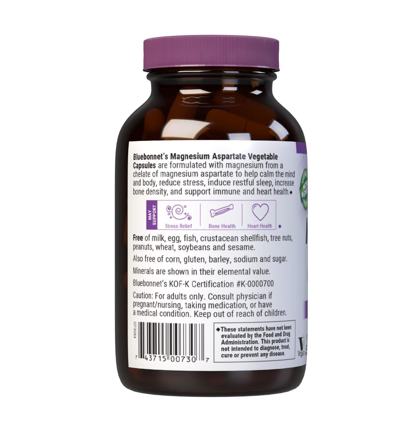 Pre-Order | Arrives in 5–10 Days – Bluebonnet Nutrition Magnesium 400 mg Chelated Magnesium Aspartate Daily Mineral, Heart & Bone Support* Supplement for Men & Women Vegan, Non-GMO - 100 Vegetable Capsules