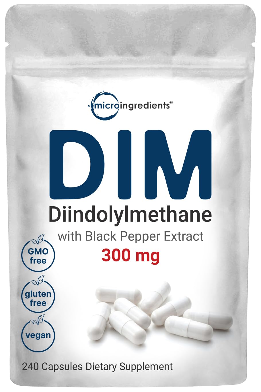 Pre-Order | Arrives in 5–10 Days – DIM Active Supplement, DIM 300mg, 240 Veggie Capsules (8-Month Supply), 2 in 1 Formula, Estrogen Metabolism, Premium DIM-Plus Broccoli Extract Supplement With Black Pepper for Better Absorption