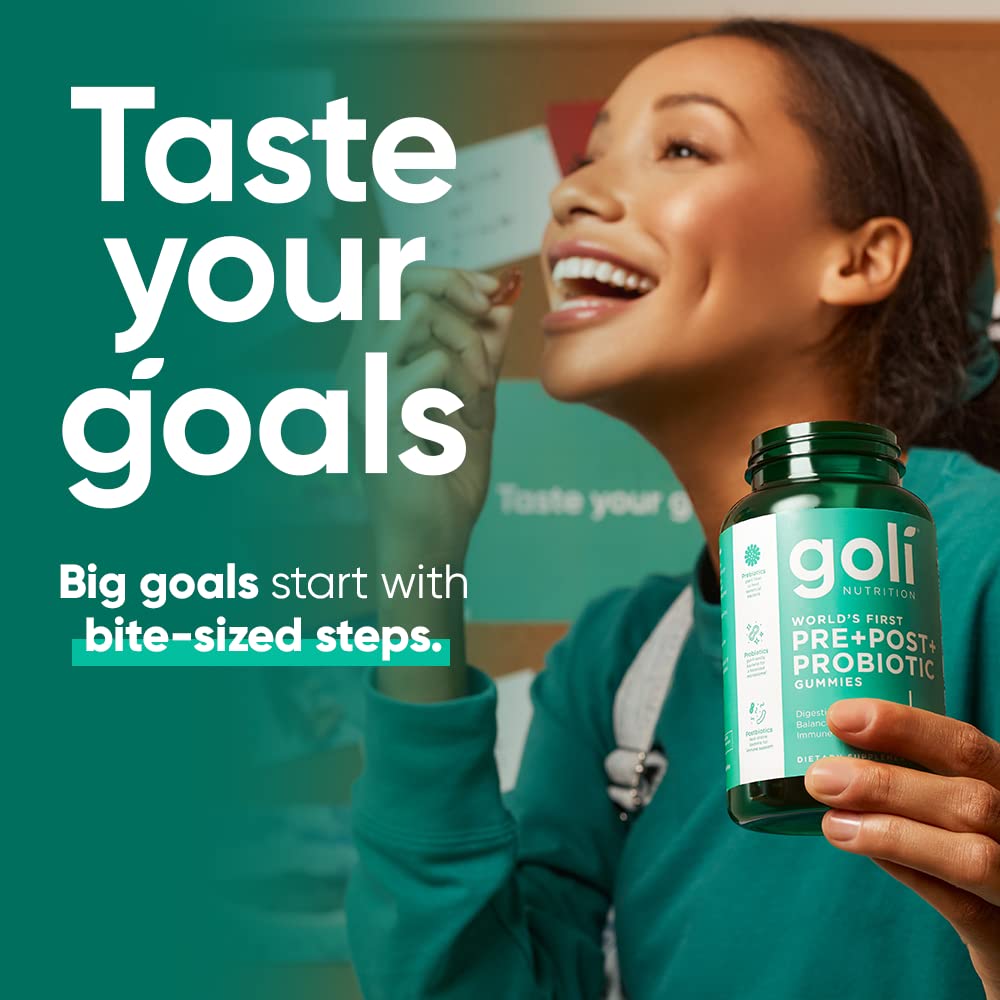 Pre-Order | Arrives in 5–10 Days – Goli Nutritional Supplement, Pre+Post+Probiotics Gummy - 60 Count - World's First 3-in-1 Gluten-Free, Vegan, Non-GMO, and Gelatin-Free.