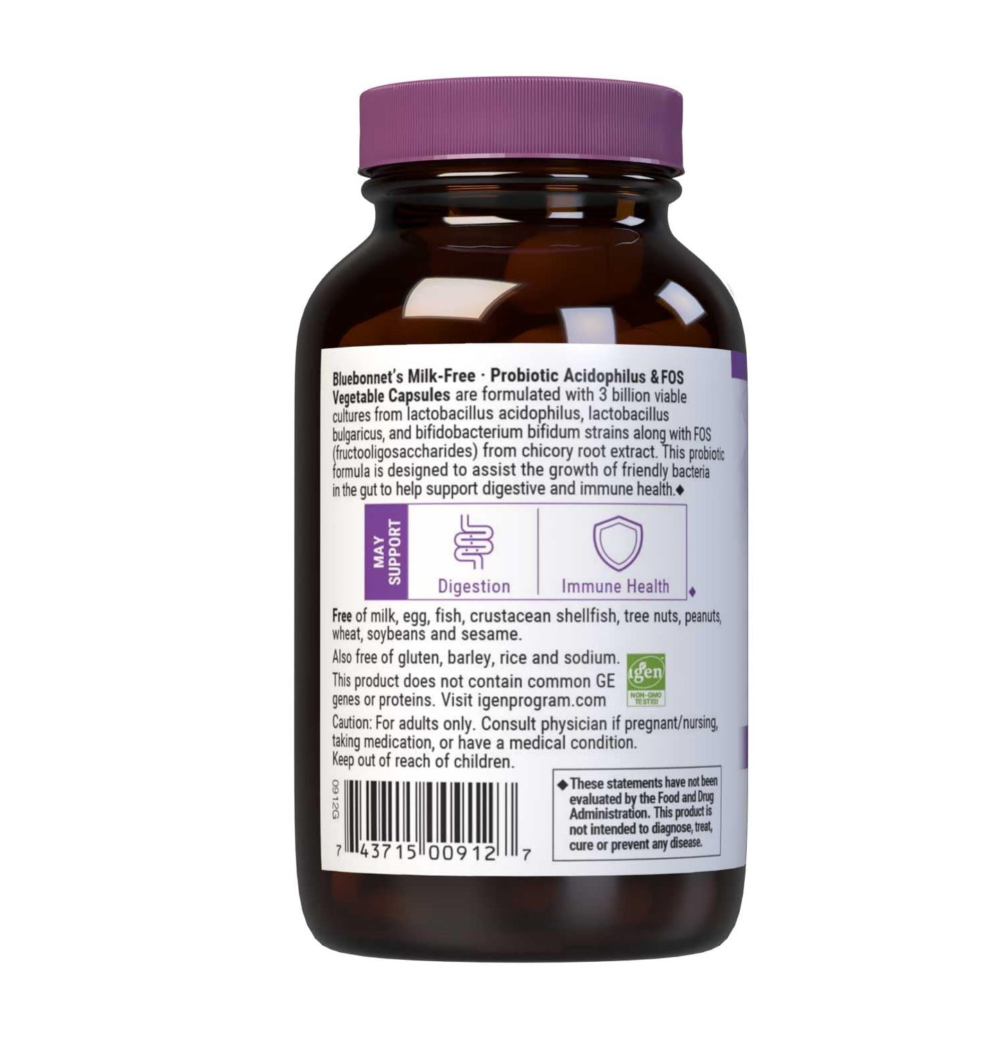 Pre-Order | Arrives in 5–10 Days – BlueBonnet Probiotic Acidophilus Plus FOS Vegetarian Capsules, 100 Count Refrigeration Required between 36° F and 46° F.